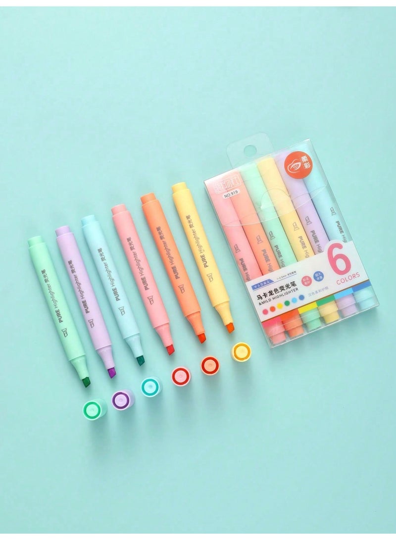 Kaco 6 Colored Fluorescent Markers with Slanted Tip and Eye Protection Effect, Colored Markers, Back to School Stationery for Students (Random Colors) - Image 4